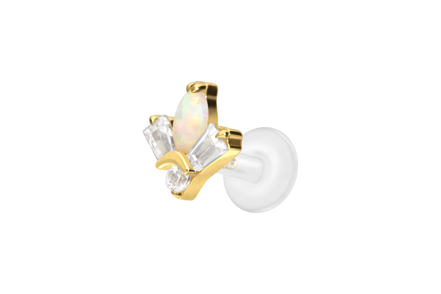 PTFE Labret Piercing mit Innengewinde + Titan-Aufsatz LOTUSBLÜTE